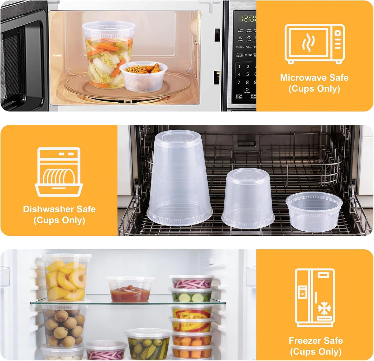 BYSNOW 60 Sets Deli Containers with Lids - 32/16/8 oz, 20 of Each Size
