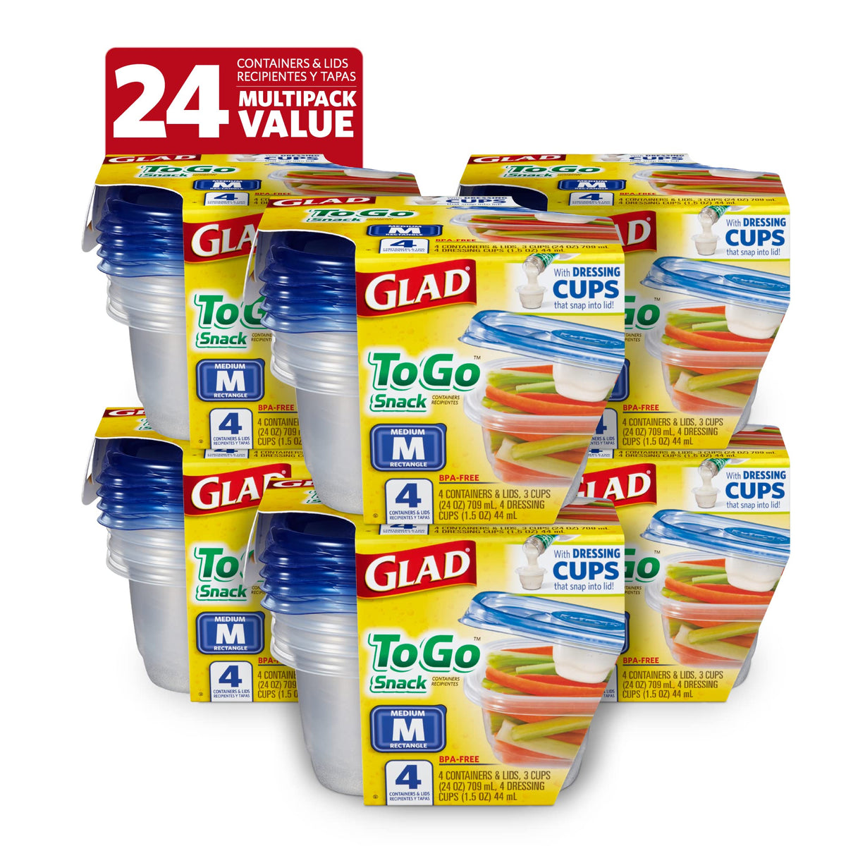Glad GladWare XL Square Food Storage Containers, 104 Oz, 3 Count