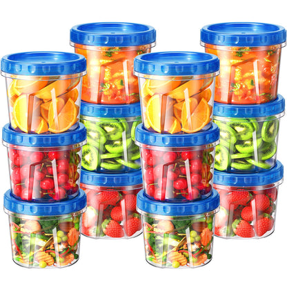 BiuLeon 6 Pack-24 oz Freezer Storage Containers, Plastic Food Storage Containers with Twist Top Lids, BPA Free and Reusable Soup Containers with Lids, Leakproof/Microwave/Dishwasher Safe