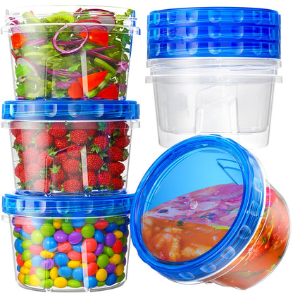BiuLeon 6 Pack-17oz Freezer Storage Containers, Plastic Food Storage Containers with Twist Top Lids, BPA Free and Reusable Soup Containers with Lid, Microwave and Dishwasher Safe