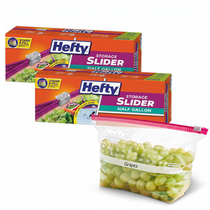 Hefty Calendar Slider Storage Bags, Half Gallon Size, 4pk, 32ct (128 Total)