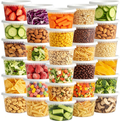 Clawsoff 60 Sets Deli Containers with Lids Disposable Plastic Food Storage