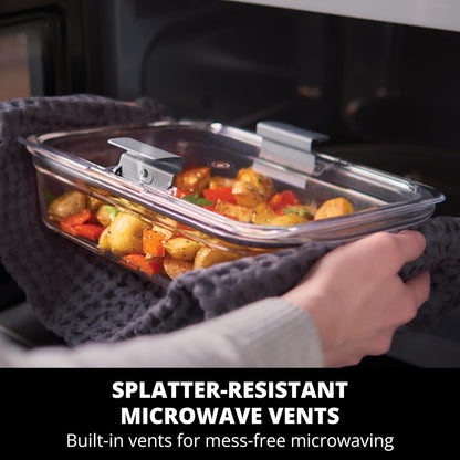 Rubbermaid Brilliance Glass Food Storage Containers, 3.2 Cup, Set of 4, BPA-Free, Leak-Proof, Clear