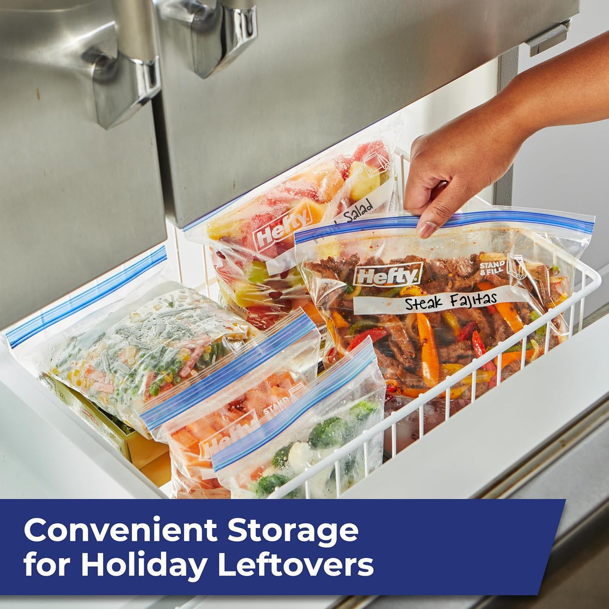 Hefty Press to Close Freezer Bags, Half Gallon Size, 20ct