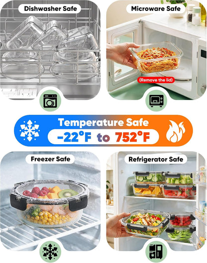 BiuLeon 40 PCS Glass Food Storage Containers with Lids, BPA-Free