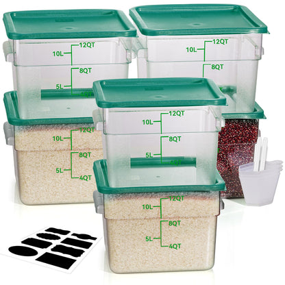 4QT 4PCS NSF Commercial Clear Food Storage Containers with Lids(RED)