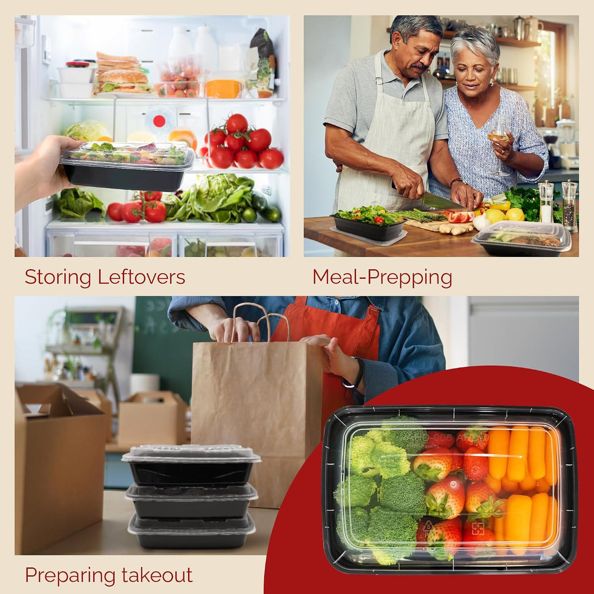 Reli. Meal Prep Containers (50 Pack, 32 oz) Food Containers with Lids