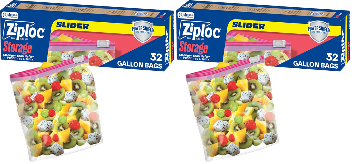 Ziploc Slider Stand-and-Fill Storage Bags, For Food, Sandwich, Organization and More, Gallon, 32 Count