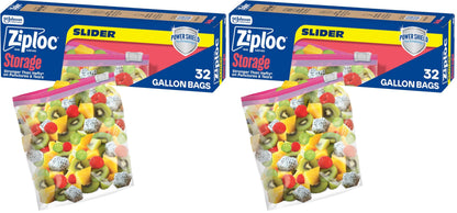 Ziploc Slider Stand-and-Fill Storage Bags, For Food, Sandwich, Organization and More, Gallon, 32 Count