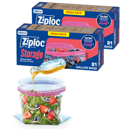 Ziploc Gallon Food Storage Bags, 162 Total Bags (81 Count, 2-Pack)