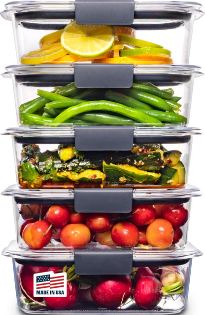 Rubbermaid Brilliance Plastic Food Storage Containerss, 9.6-Cup, 2-Count
