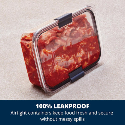 Rubbermaid Brilliance BPA Free Airtight Food Storage Containers with Lids, Set of 4 (4.7 Cup) Ideal for Lunch, Meal Prep, and Leftovers