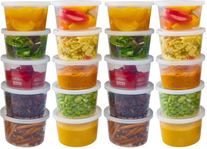 DuraHome - Deli food Storage Containers with Lids 32 oz, Quart Pack of 24 Leak-proof Freezer Safe Microwaveable Soup Storage Container - Clear Plastic Premium Quality