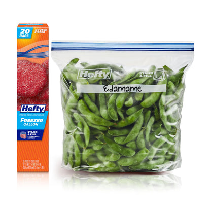 Hefty Press to Close Freezer Bags, Half Gallon Size, 20ct