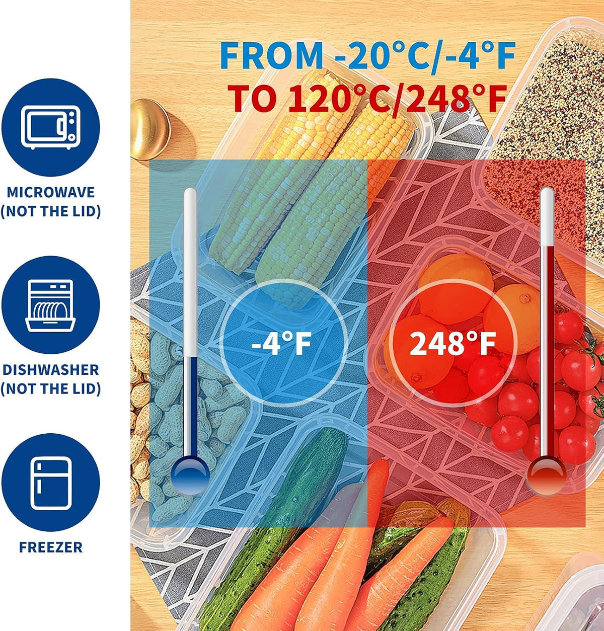 KIGI Food Storage Container Set, Airtight, Stackable, 0.7-8.3 Cup, 8 Pack