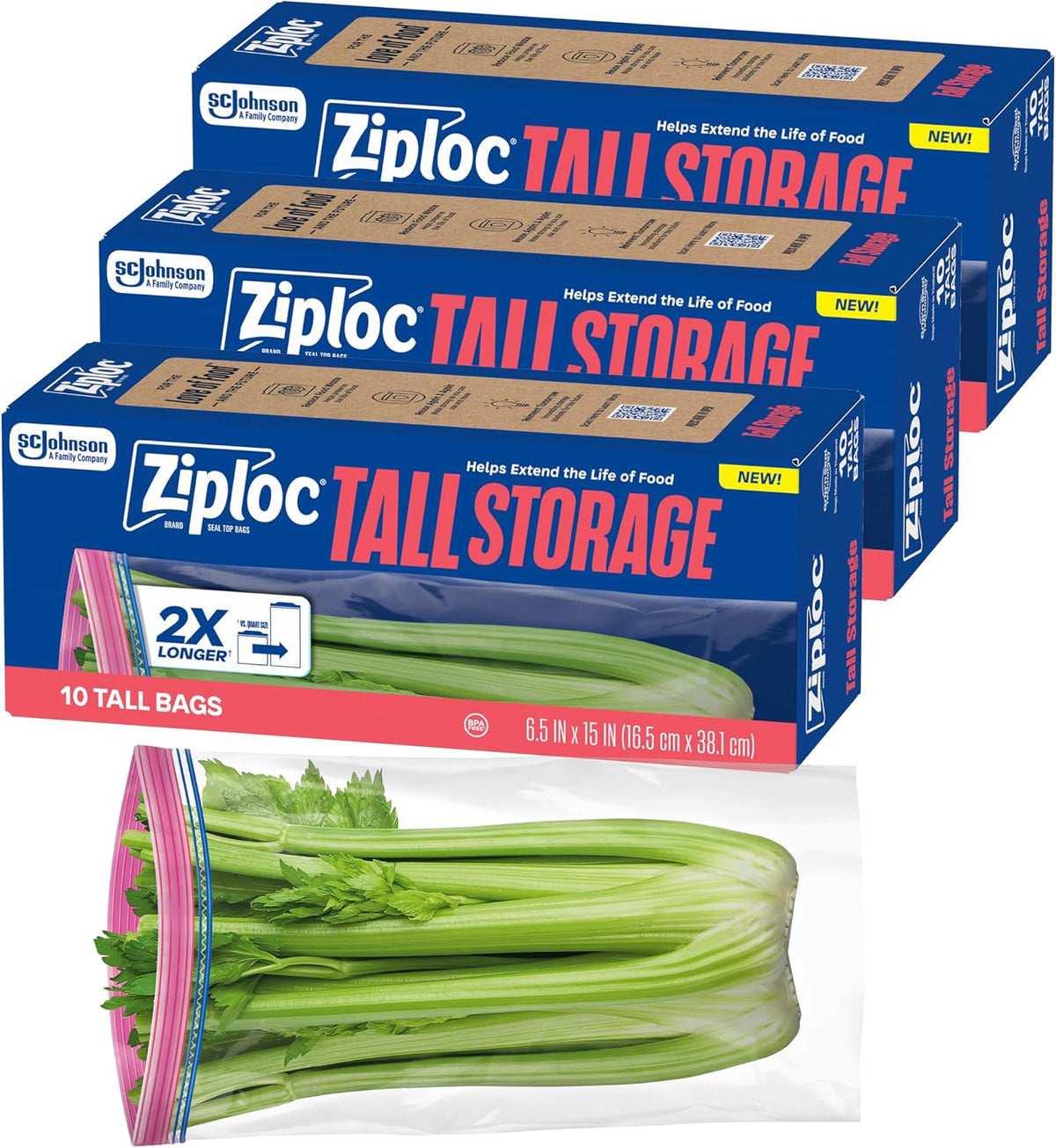 Ziploc Tall Food Storage Bags, 30 Count