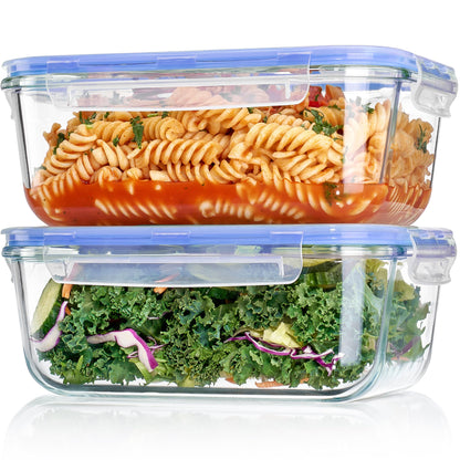 Vtopmart 2Pack 1860ml/63oz Large Glass Storage Containers With Lids, Grey