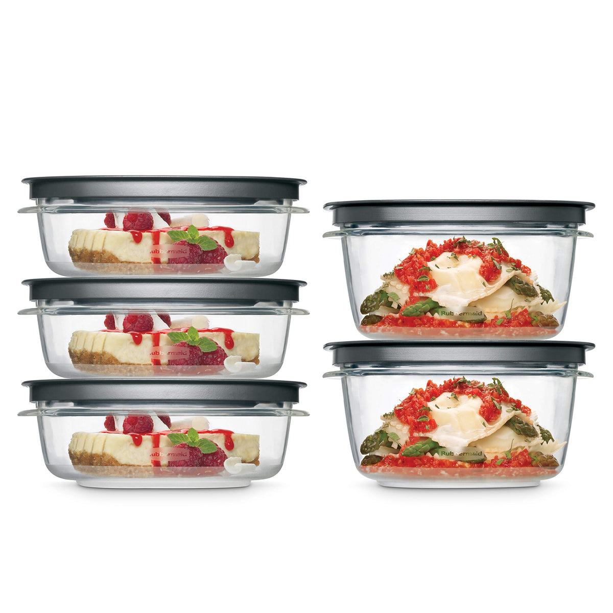 Rubbermaid Premier Food Storage Container, 10 Piece Set, Grey, BPA-Free, Microwave & Dishwasher Safe