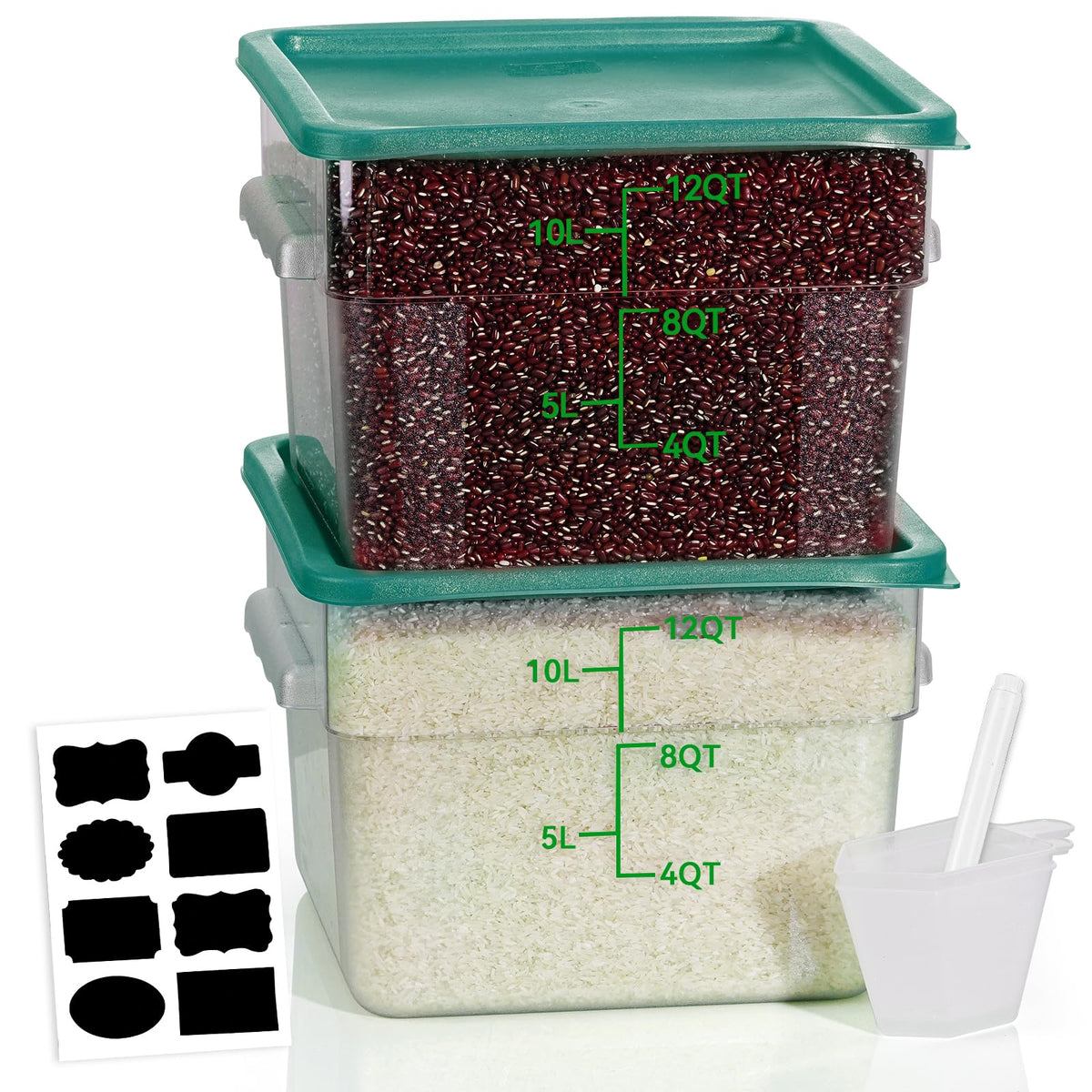 4QT 4PCS NSF Commercial Clear Food Storage Containers with Lids(RED)