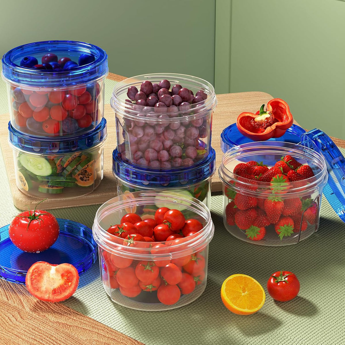 HOMETALL Freezer Storage Containers, [12 Pack-16 Oz] Airtight Plastic
