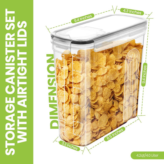 Utopia Kitchen Cereal Containers Storage Set with Lids, 4 Pack, 4L (135 Oz)