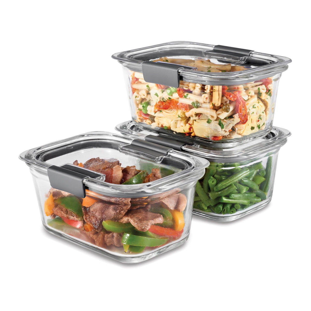 Rubbermaid Brilliance Glass Food Storage Containers, Assorted Sizes, Set of 9, BPA-Free, Leak-Proof, Clear