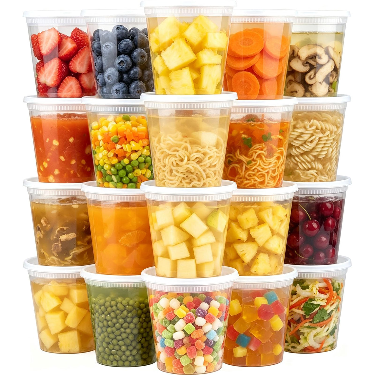 Clawsoff 60 Sets Deli Containers with Lids Disposable Plastic Food Storage
