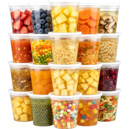 Clawsoff 60 Sets Deli Containers with Lids Disposable Plastic Food Storage