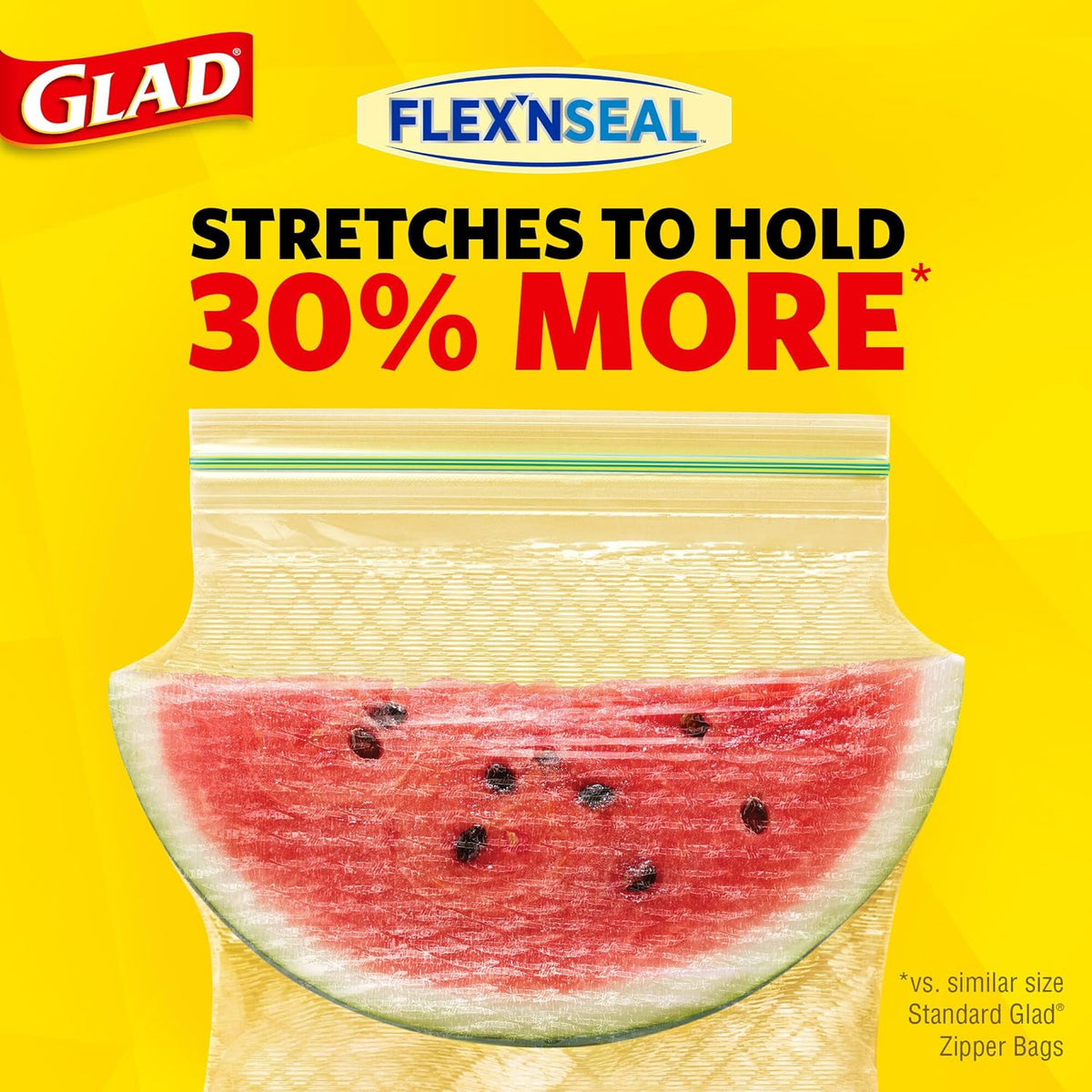 Glad Flex'N Seal Food Storage Plastic Bags, Quart, 38 count, Pack of 4 (Package May Vary)