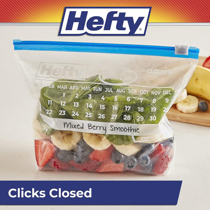 Hefty Calendar Slider Freezer Bags, Quart Size, 140ct