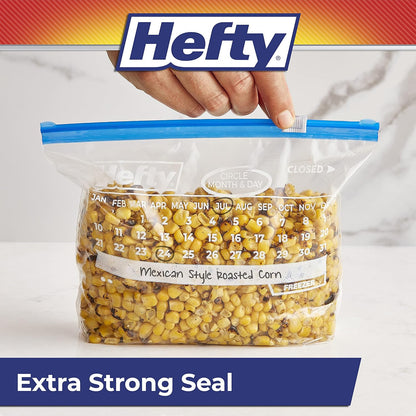 Hefty Calendar Slider Freezer Bags, Quart Size, 140ct
