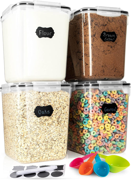 Storeganize Flour Sugar Storage Containers (5.3L/4pk) Great Rice Canisters Sets For The Kitchen pantry, Large Food Storage Containers With Lids Airtight