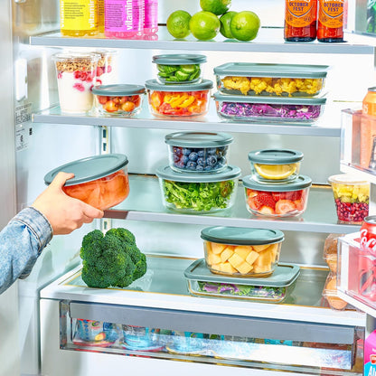 24pc Set Glass Food Storage Containers & Bowls with Airtight Lids - Leakproof BPA-Free Meal Prep Airtight Stackable Lunch Boxes, Kitchen Pantry & Storage Organizers - Microwave Freezer Dishwasher Safe