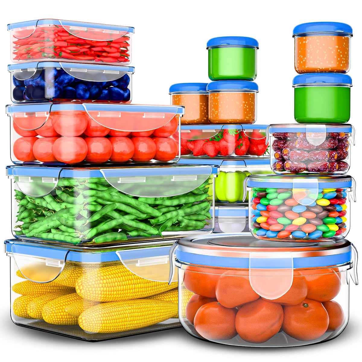 56 PCS Food Storage Containers with Lids Airtight (28 Boxes - 28 Lids)