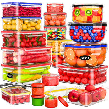 56 PCS Food Storage Containers with Lids Airtight (28 Boxes - 28 Lids)