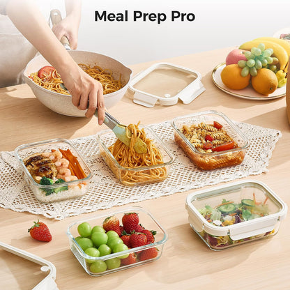 Vtopmart 5 Pack Glass Food Storage Containers with Glass Lids & Air Vent